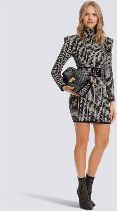 Balmain Mini-jurk met jacquard Zwart - Foto 6