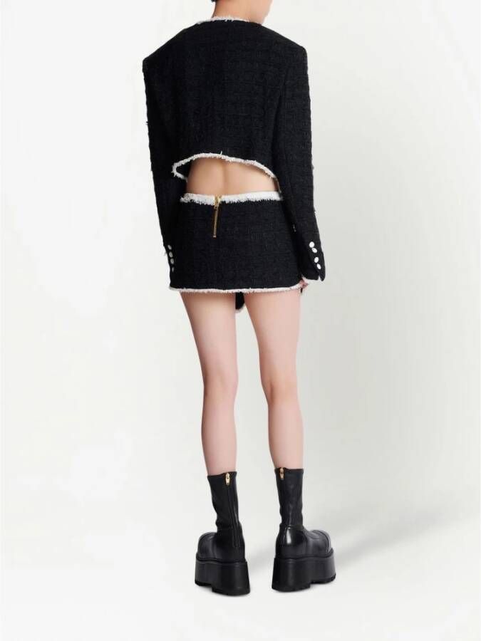 Balmain Designer Tweed Minirok Zwart Dames