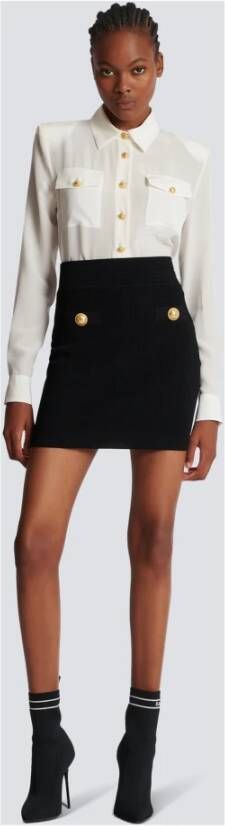 Balmain Korte gebreide rok Zwart Dames
