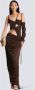 Balmain Asymmetrische lange jurk van gedrapeerd jersey Brown Dames - Thumbnail 2
