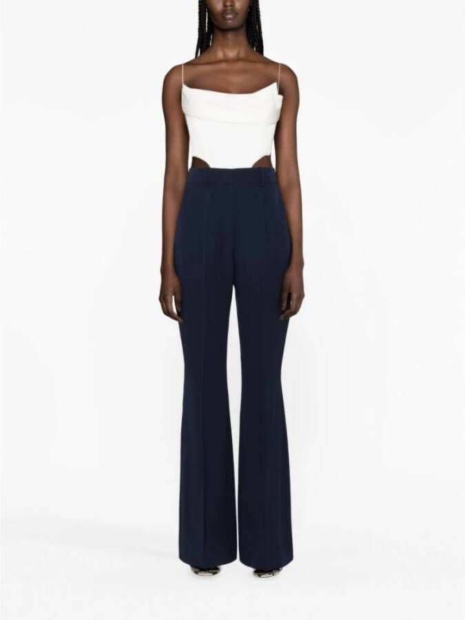 Balmain Leather Trousers Blauw Dames