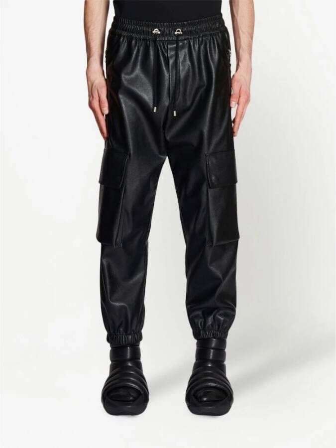 Balmain Leather Trousers Zwart Heren