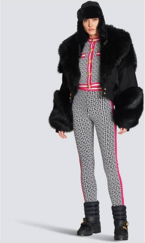 Balmain Knit leggings with monogram Roze Dames