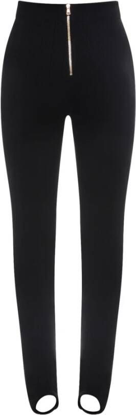 Balmain Zwarte Ss23 Leggings met Hoge Taille en Geweven Brei-inzetstukken Zwart Dames