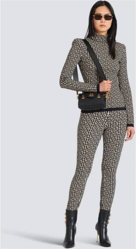 Balmain Gebreide leggings met monogram Zwart Dames