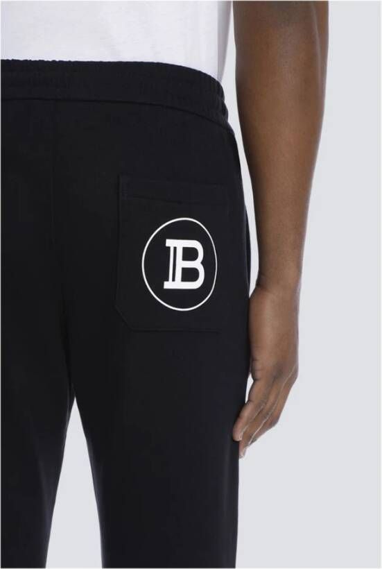 Balmain Logo bedrukte katoenen joggingbroek Black Heren