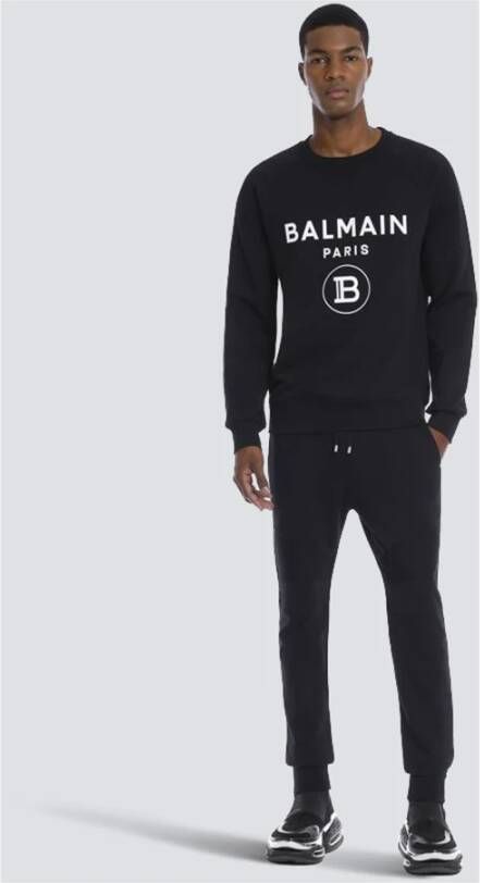 Balmain logo bedrukte katoenen joggingbroek Zwart Heren