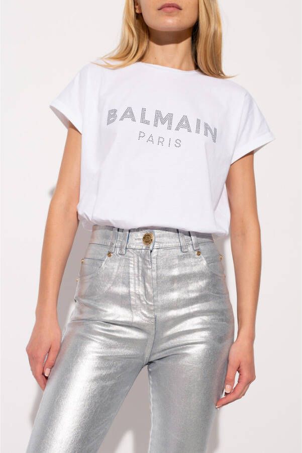 Balmain Logo T-shirt Wit Dames