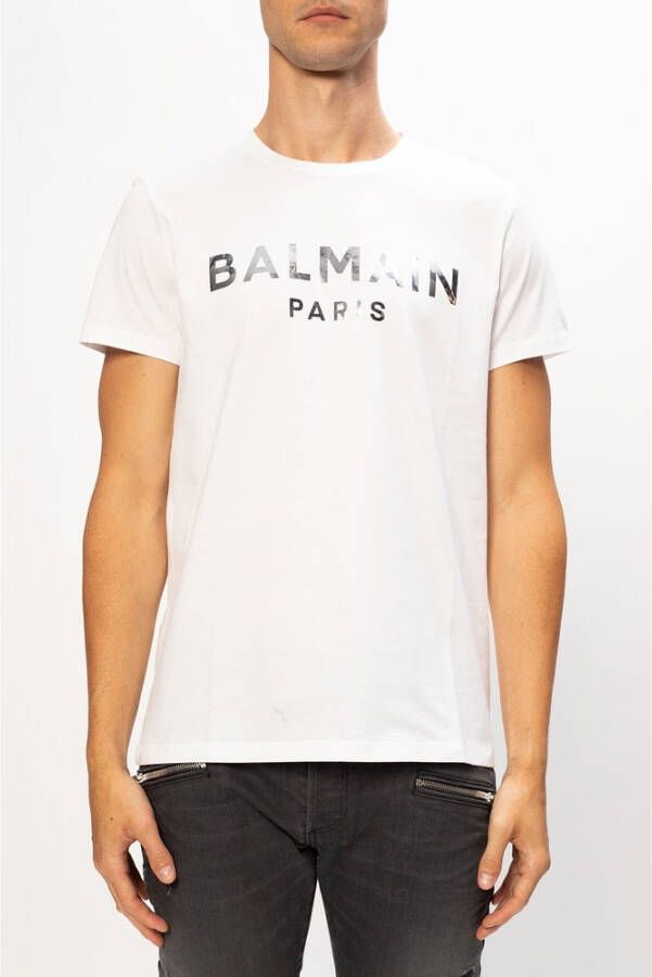 Balmain Logo T-shirt Wit Heren