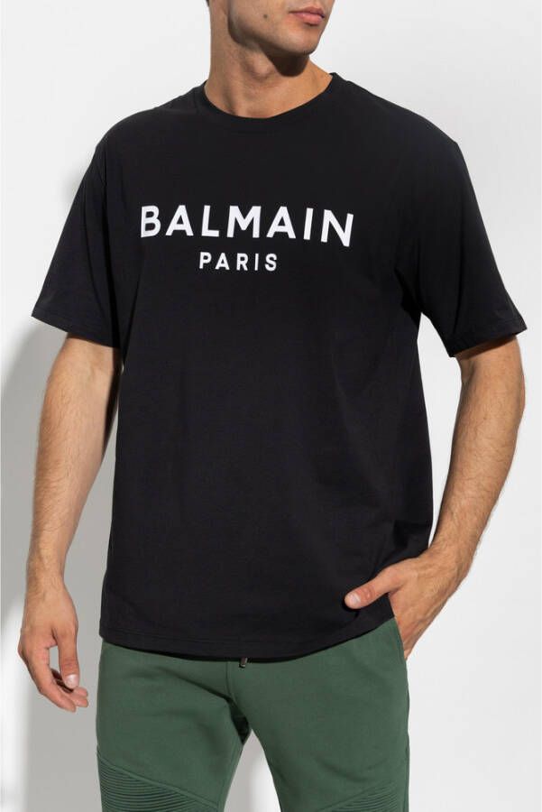 Balmain Logo T-shirt Zwart Heren