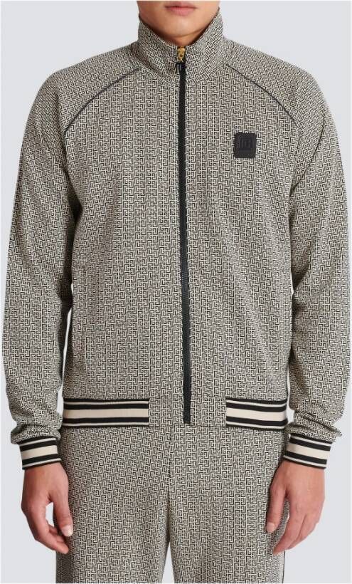 Balmain Mini monogram gewatteerd jack met rits Zwart Heren