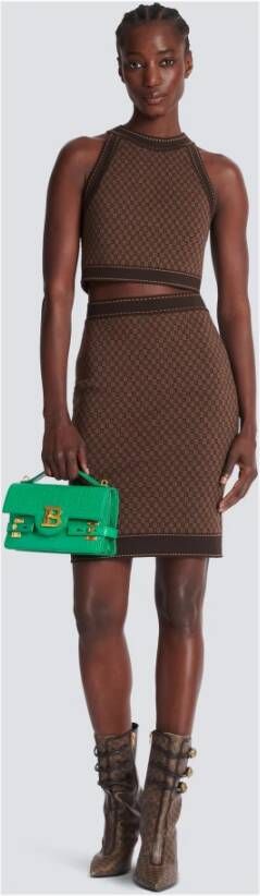 Balmain Mini monogram jacquard top Bruin Dames