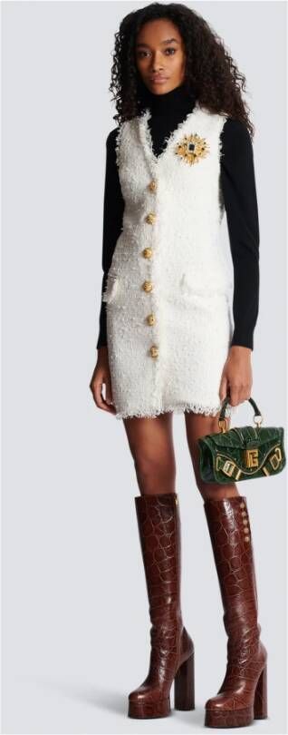 Balmain Mini-jurk met V-hals Wit - Foto 4