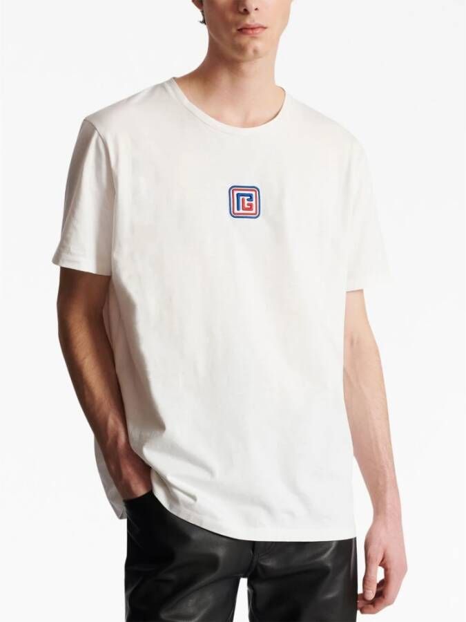 Balmain MultiColour PB Crew-Neck T-Shirt Wit Heren