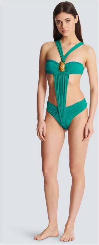 Balmain Draped swimsuit Blauw Dames