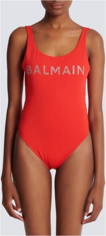 Balmain logo swimsuit Rood Dames