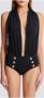 Balmain Draped swimsuit with embossed buttons Black Dames - Thumbnail 2