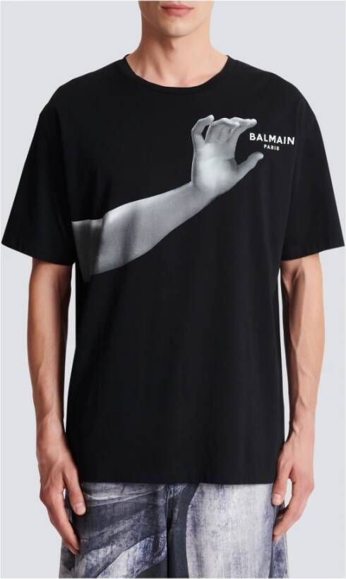 Balmain Oversized beeldafdruk T-shirt Zwart Heren