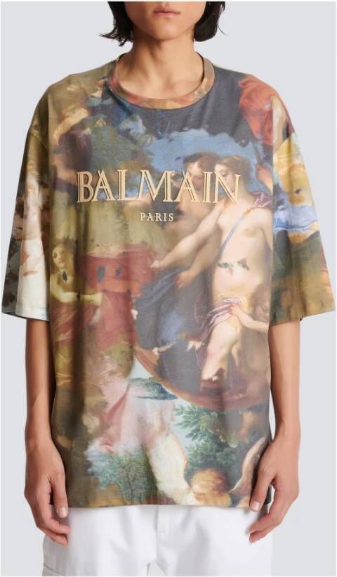 Balmain Oversized Pastel print T-shirt Meerkleurig Heren