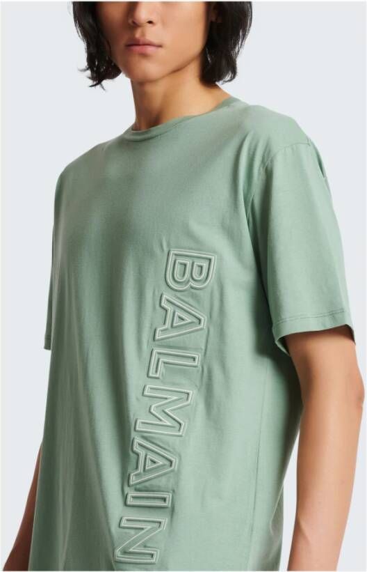 Balmain Oversized geëmbosseerd logo T-shirt Green Heren