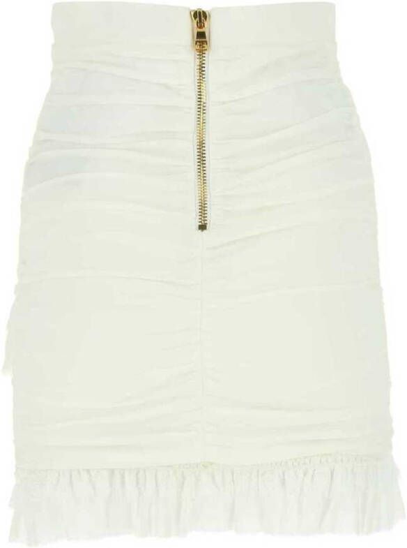 Balmain Elegante kokerrok met kreukels Wit Dames