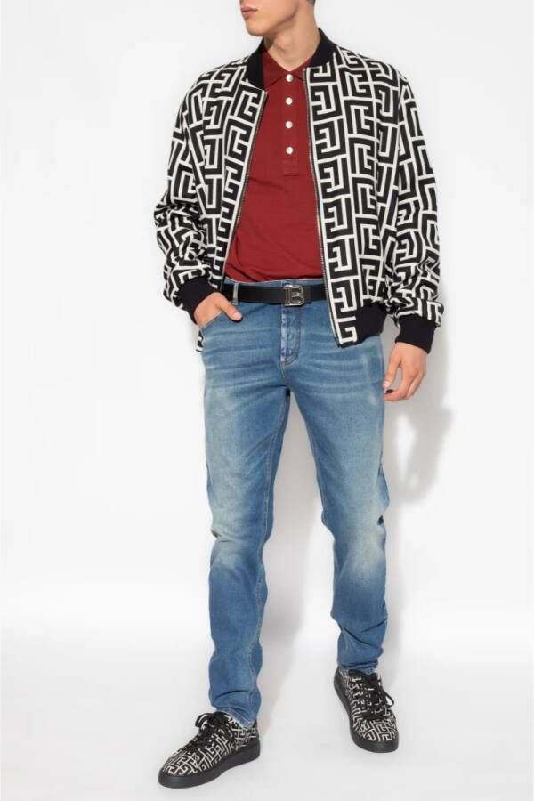 Balmain Polo shirt met monogram Rood Heren