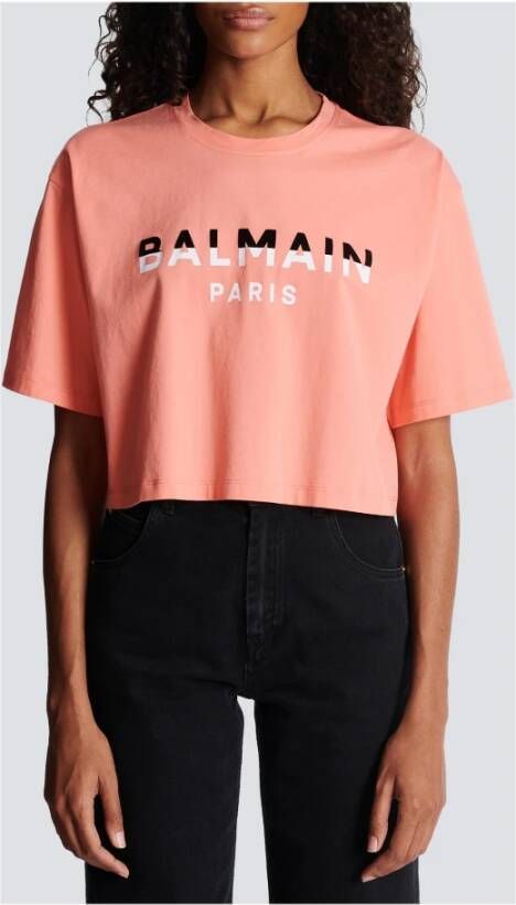 Balmain Cropped T-shirt Roze - Foto 3