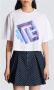 Balmain Cropped T-shirt with neon printed labyrinth logo Wit Dames - Thumbnail 3