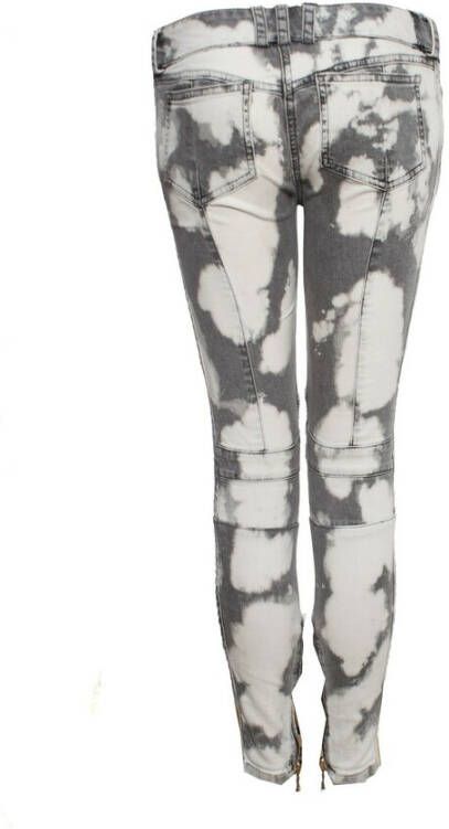 Balmain Pre-owned biker jeans with bleach stains Grijs Dames