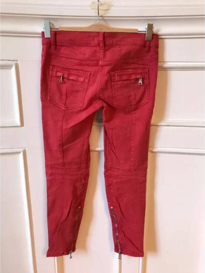 Balmain Pre-owned Cotton jeans Roze Dames