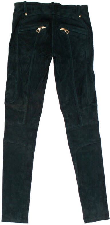 Balmain Pre-owned Suede Biker -broek Groen Dames