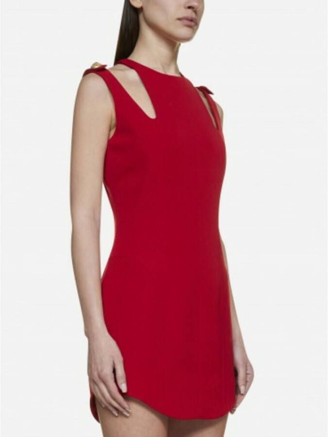 Balmain Rode Asymmetrische Dagjurk Rood Dames