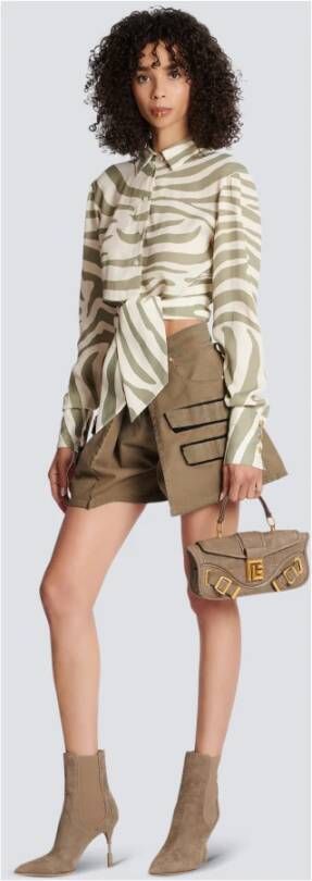 Balmain Chemise imprimé zèbre Beige Dames