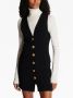 Balmain Mouwloze Korte Jurk met V-hals en Knopen van Crêpe Black Dames - Thumbnail 2