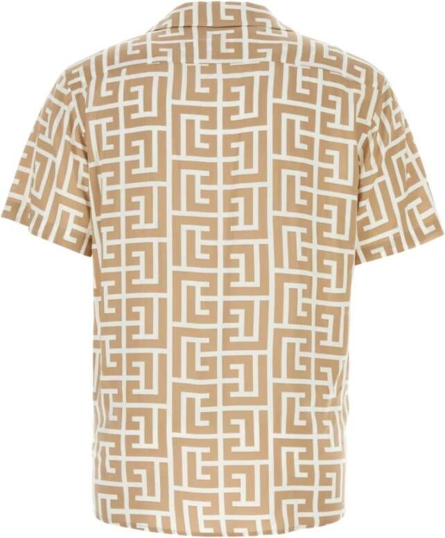 Balmain Short Sleeve Shirts Beige Heren