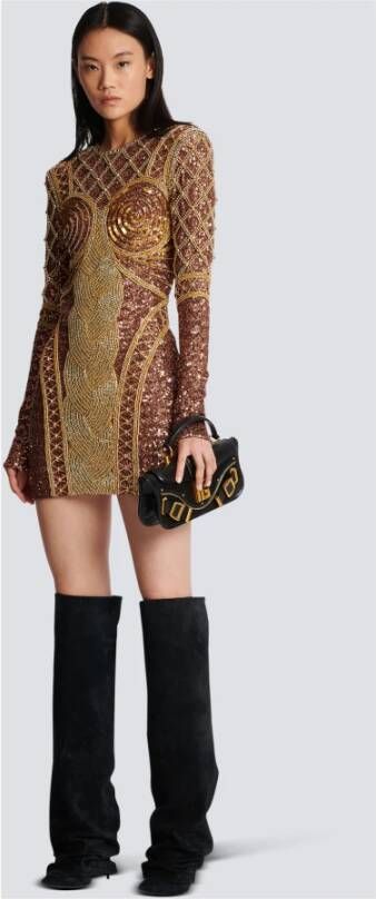 Balmain all-over embroidered short dress Goud - Foto 5