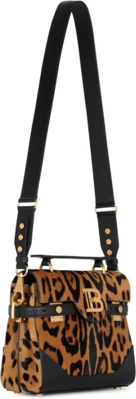 Balmain B-Buzz 23 bag in leopard-effect leather Bruin Dames