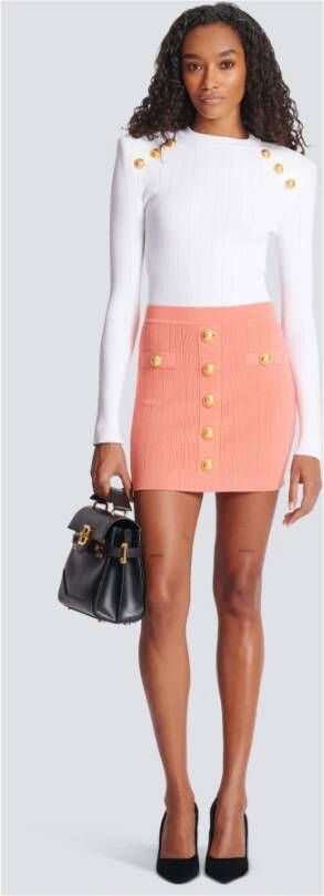 Balmain Knit skirt with buttons Roze Dames