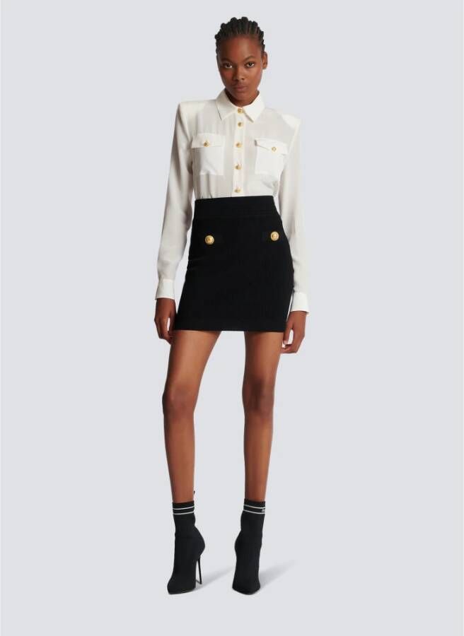 Balmain Short knit skirt Zwart Dames