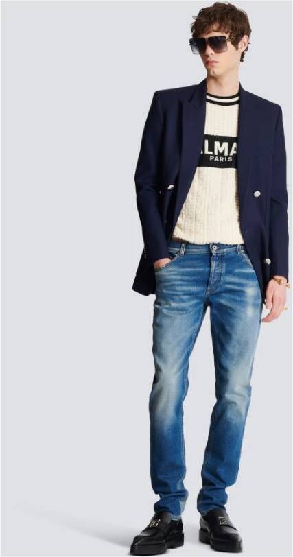 Balmain Slim-fit denim jeans Blauw Heren
