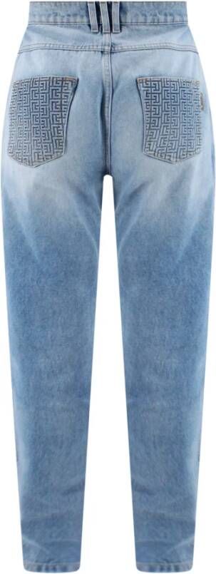Balmain Geëmbosseerde Monogram Slim-fit Jeans Blauw Heren