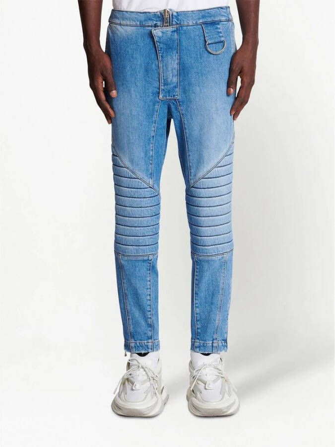 Balmain Slim-Fit Jeans met ritssluiting Blauw Heren