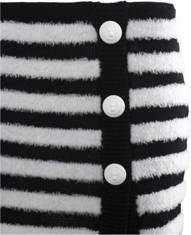 Balmain Gestreepte Gebreide Knooprok Zwart Dames