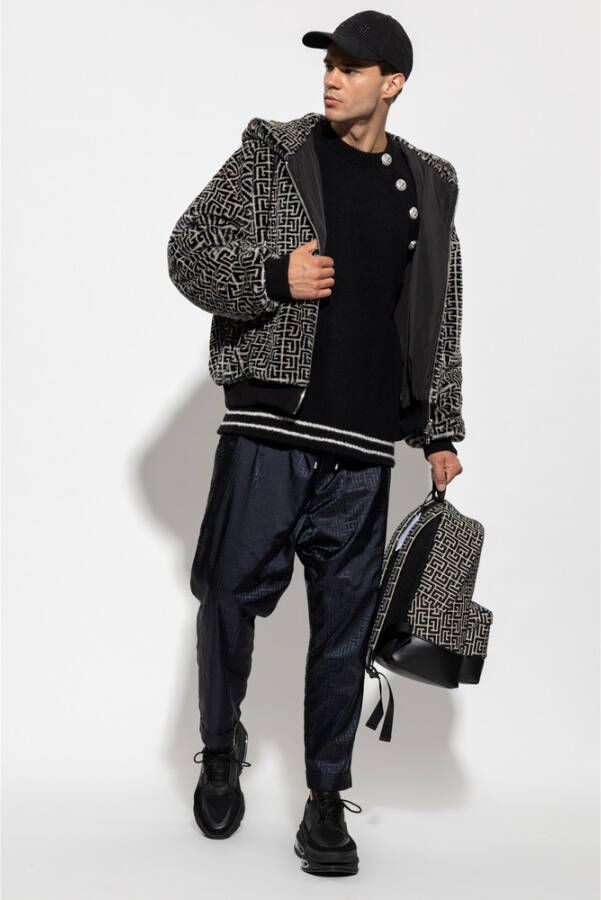 Balmain Trui met decoratieve sluiting Zwart Heren