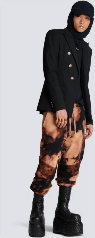 Balmain Cotton jogging bottoms with burnt print Bruin Heren