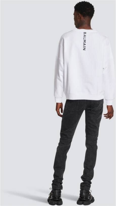 Balmain Eco-designed cotton sweatshirt with logo print Wit Heren