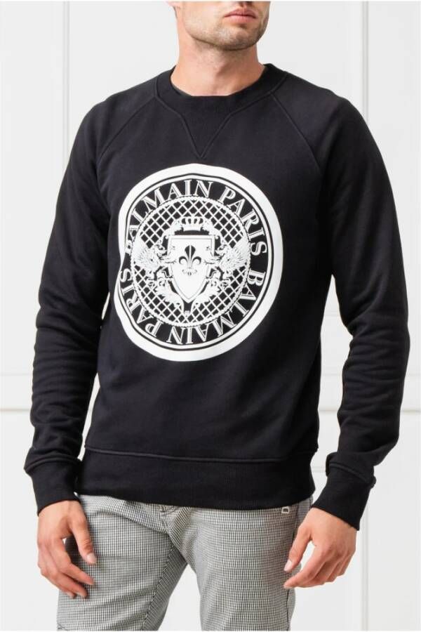 Balmain Iconische Katoenen Sweatshirt voor Casual Garderobe Zwart Heren