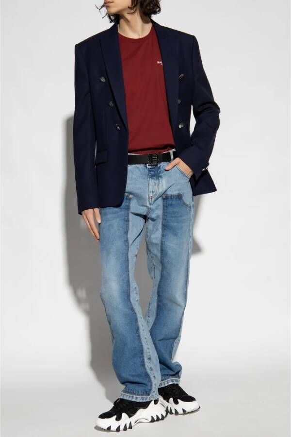 Balmain T-shirt met logo Rood Heren