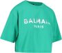 Balmain Groene T-shirts en Polos met Logo Print Groen Dames - Thumbnail 2