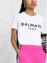 Balmain Ecologisch ontworpen katoenen T-shirt met logo-opdruk Wit Dames - Thumbnail 6
